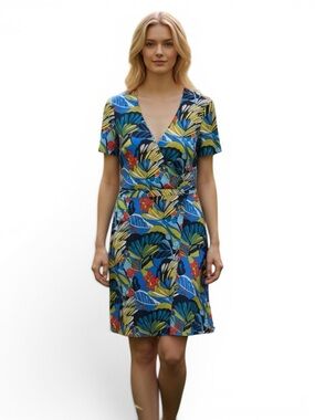 Vibrant Tropical Blue V Neck Dress from J Crew Mercantile- NWT